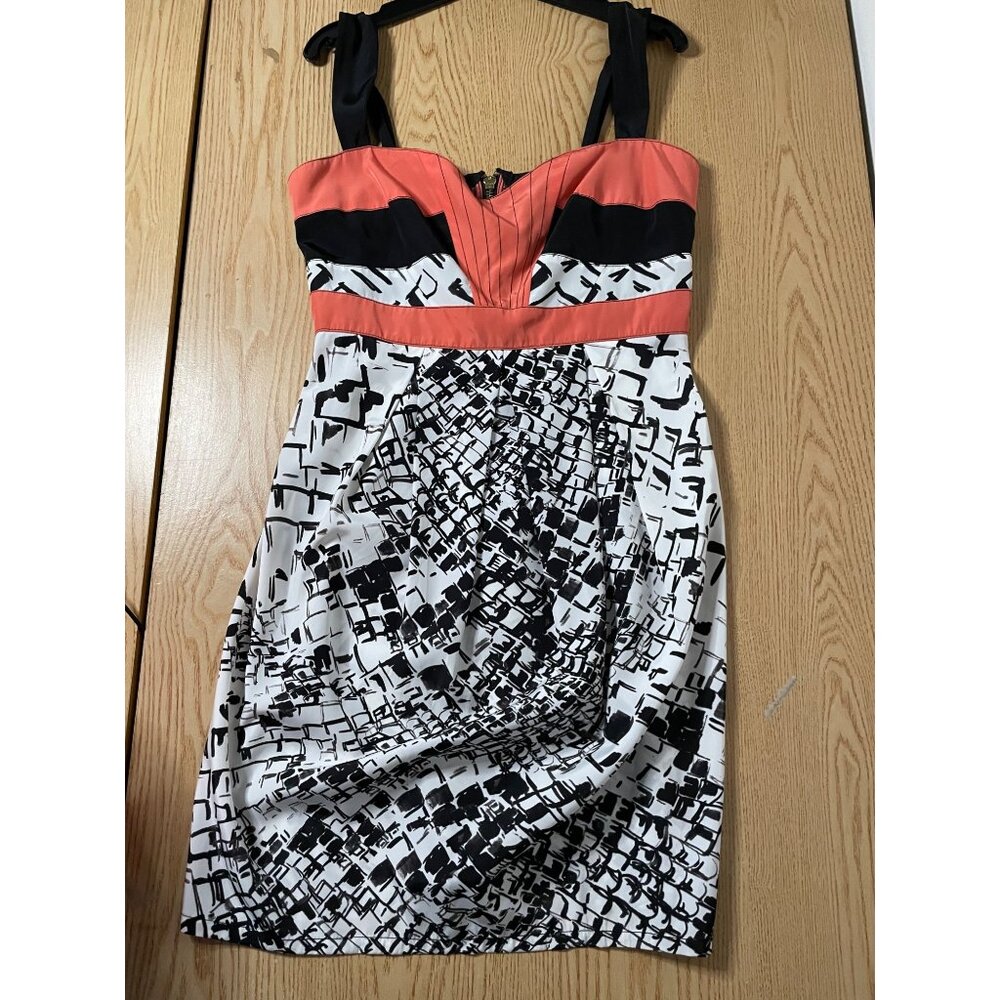 B30 Women’s Vintage Guess Lightweight Print Dress Pink Black White size Xs